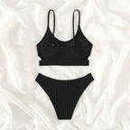 Damen Triangel-Bikini-Set mit verstellbaren Trägern und hohem Beinausschnitt R&B
