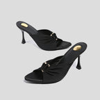 Damen Slingback-Pumps mit raffinierter Faltenapplikation und geschwungenem Absatz R&B