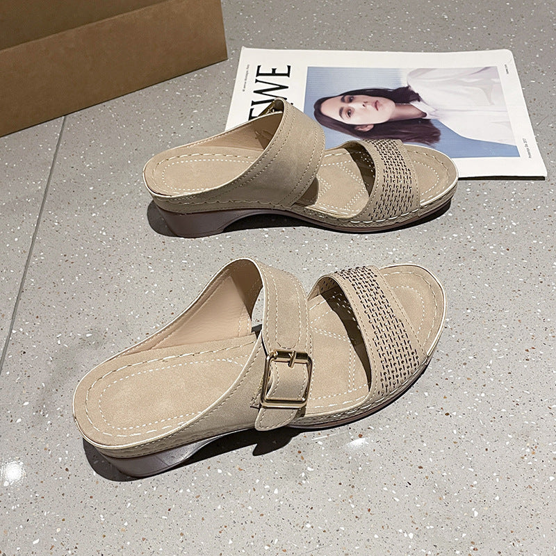 Damen Komfortable Clogs mit hochwertiger Schnallenverzierung R&B