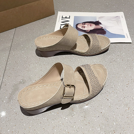 Damen Komfortable Clogs mit hochwertiger Schnallenverzierung R&B