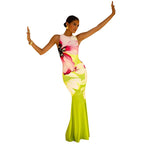 Damen Langarm Maxikleid mit floralem Design R&B