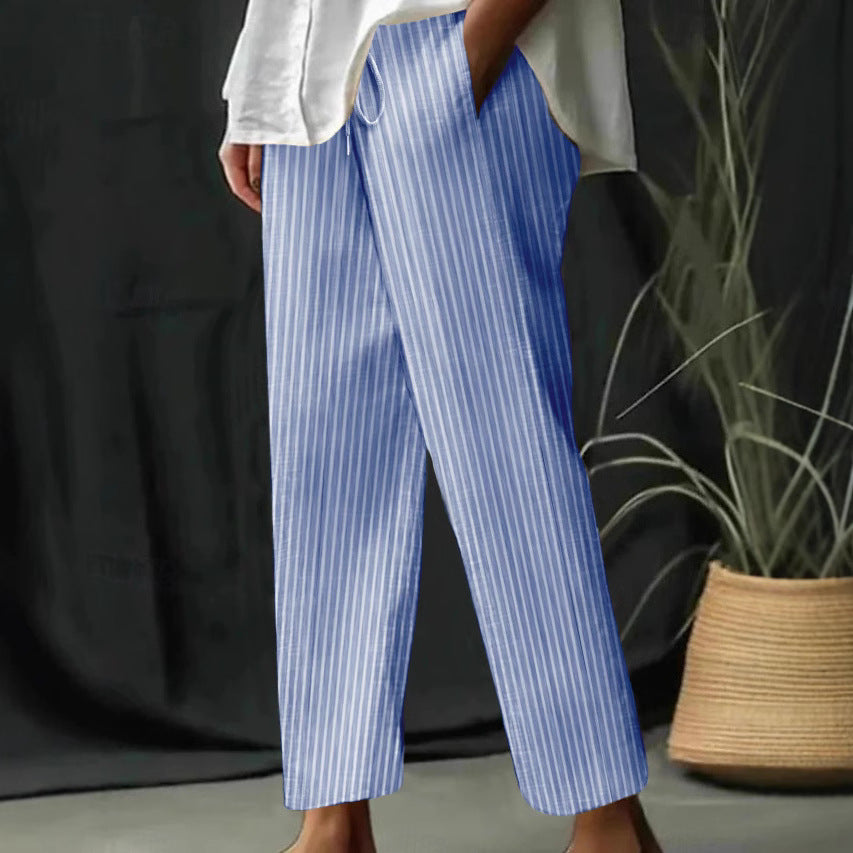 Damen Freizeithose mit gestreiftem Design und komfortablem Bund R&B