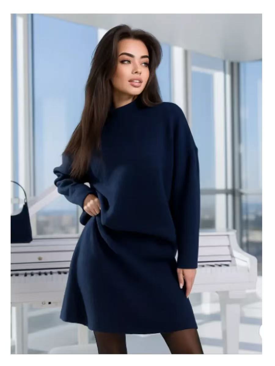 Damen Strickensemble mit weitem Schnitt und hochgeschlossenem Kragen R&B