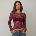 Damen nan tailliertes Spitzenoberteil mit integriertem Bustier und geraffter Brustpartie R&B
