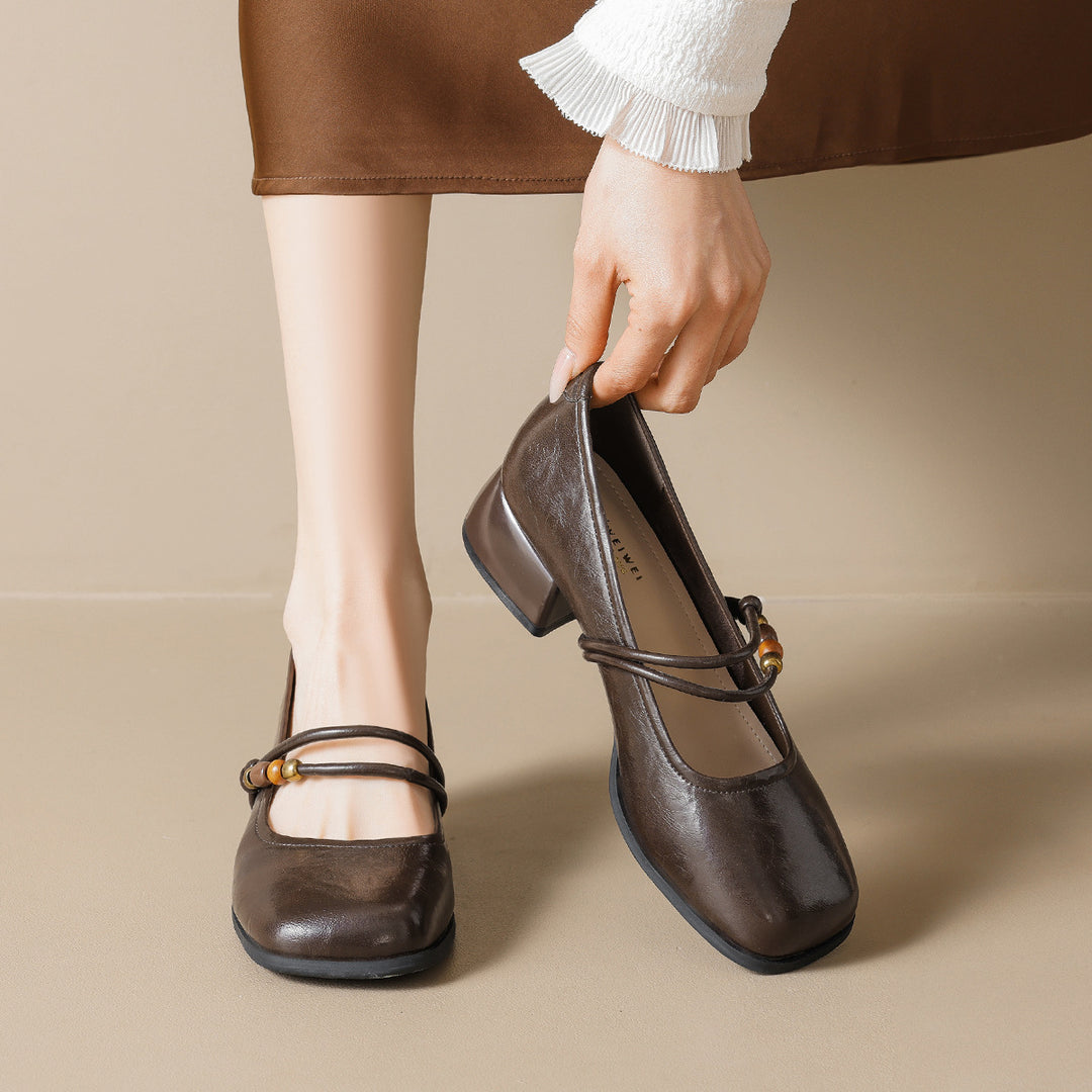 Damen Ballerinas mit dekorativem Riemchen und bequemer Blockabsatz R&B