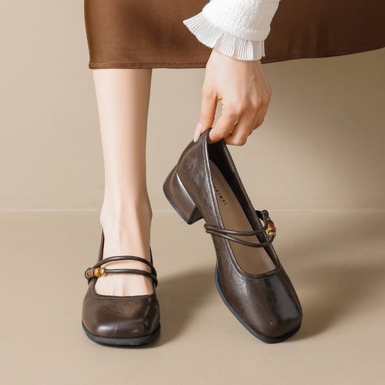 Damen Ballerinas mit dekorativem Riemchen und bequemer Blockabsatz R&B