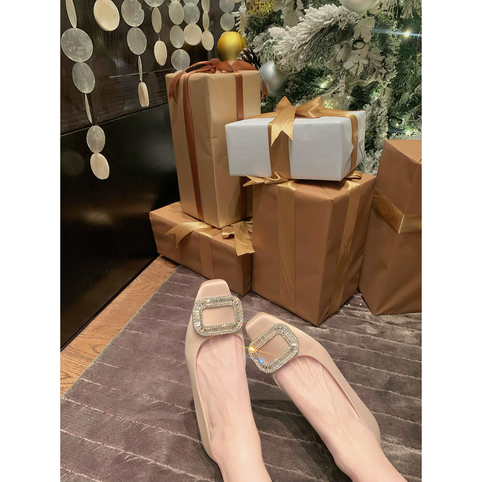 Damen elegante Ballerinas mit funkelndem Strassbesatz R&B