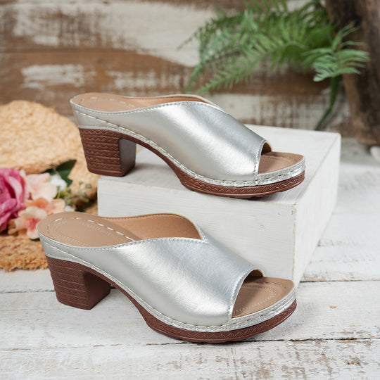 Damen elegante und bequeme Schlappen mit geschwungenem Schnitt R&B