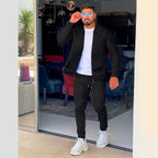Herren modisches Athleisure Set mit strukturiertem Design und elastischem Bund R&B