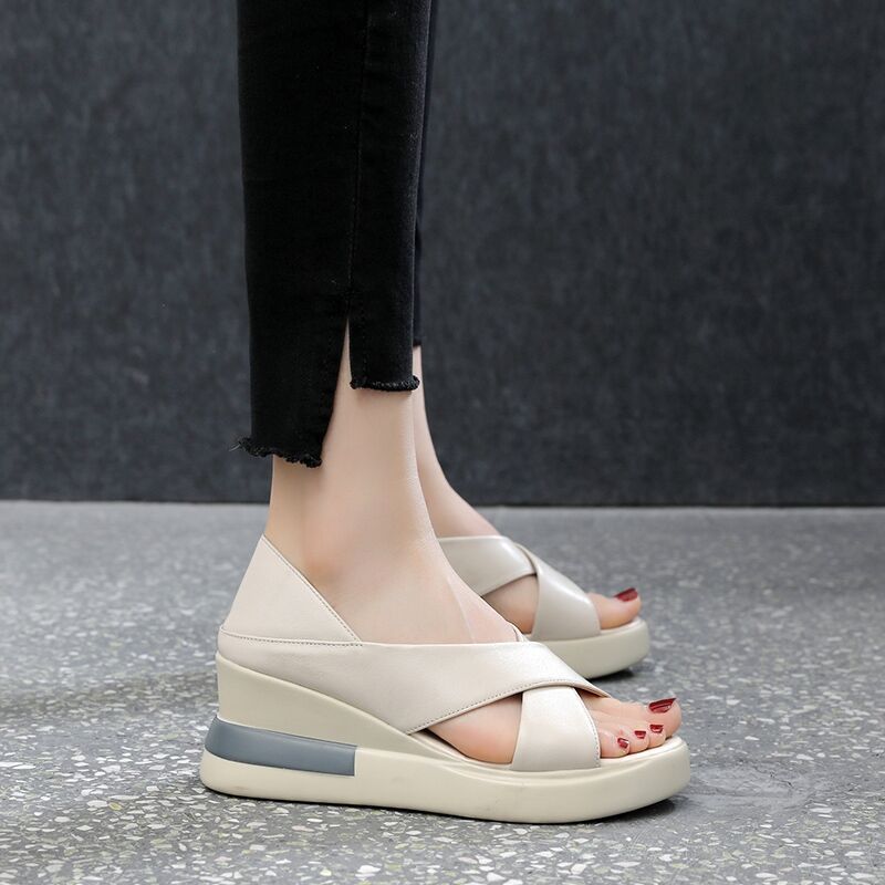 Damen Wedge-Sandalen mit geschlossenen Zehen und komfortablem Fußbett R&B