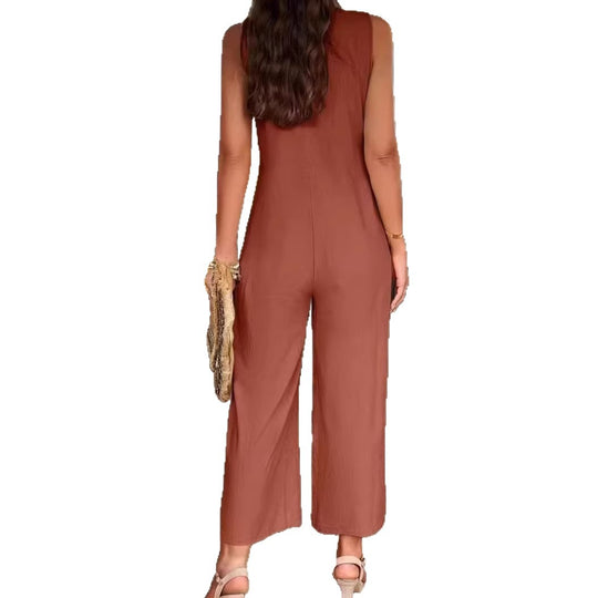 Damen Eleganter Jumpsuit mit Knopfdetails und praktischen Taschen R&B