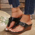 Damen Wedge-Sandalen mit modischem Blumenapplikations-Design R&B