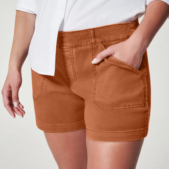Damen modische Baumwoll-Shorts mit hoher Taille und seitlichen Taschen R&B