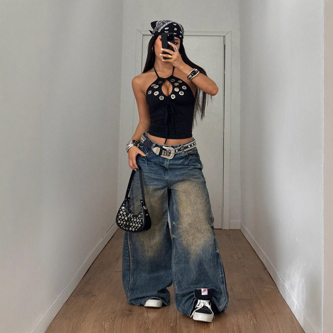 Damen Elegantes und aufregendes Haltertop mit dekorativen Ösen R&B