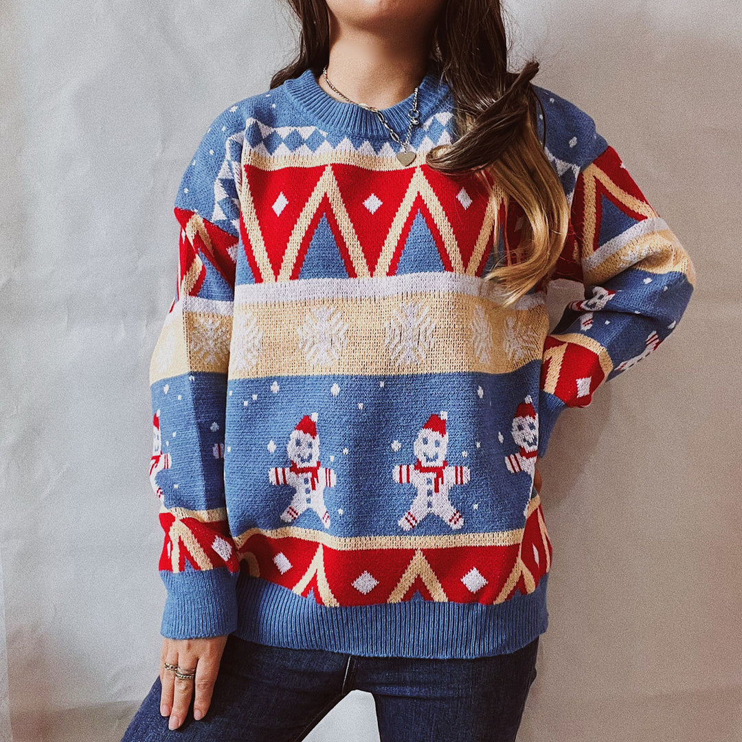 Damen Festlicher Winterpullover mit lebhaftem Weihnachtsdesign R&B