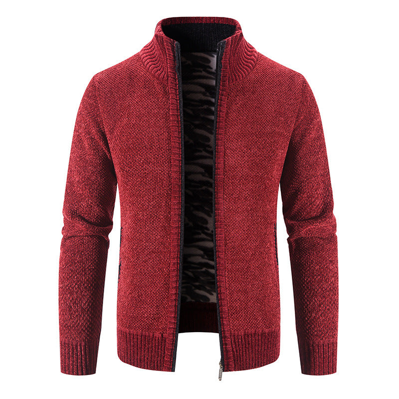 Herren Strickjacke mit hohem Kragen und praktischen Reißverschlusstaschen R&B
