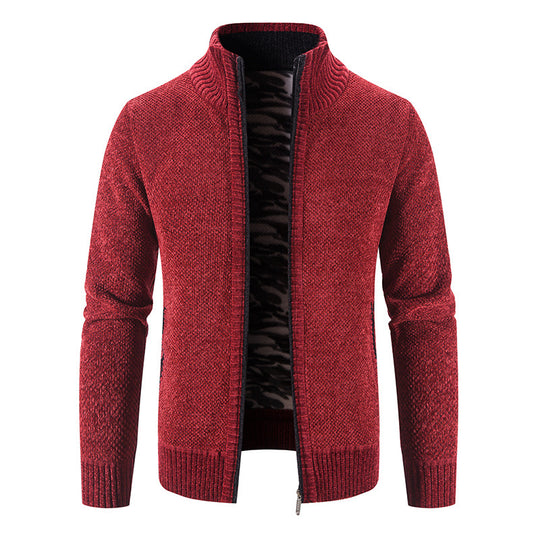 Herren Strickjacke mit hohem Kragen und praktischen Reißverschlusstaschen R&B