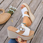 Damen Komfortable Plateau-Sandalen mit verstellbaren Riemen