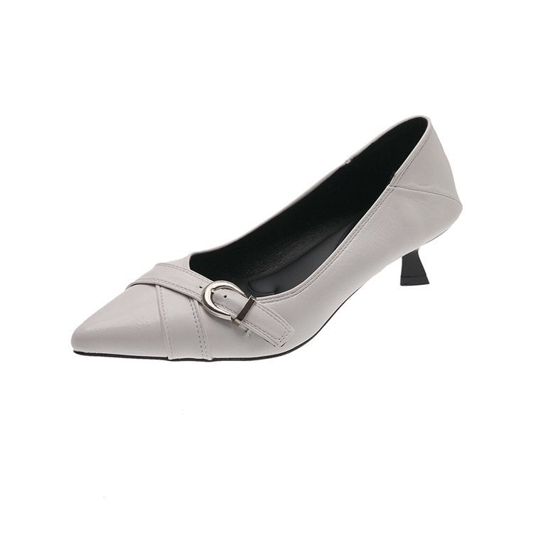 Damen elegante Pumps mit dekorativem Schnallenverschluss und spitzem Design R&B