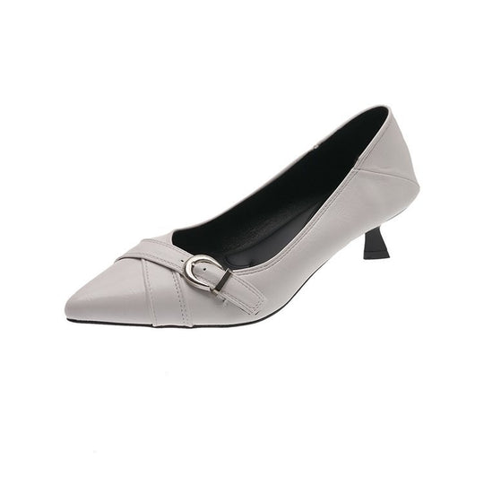 Damen elegante Pumps mit dekorativem Schnallenverschluss und spitzem Design R&B