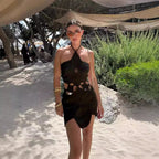 Damen Häkelkleid mit Cut-Outs und Blumenmuster R&B