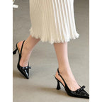 Damen spitze Slingback-Pumps mit eleganter Schleifenverzierung R&B