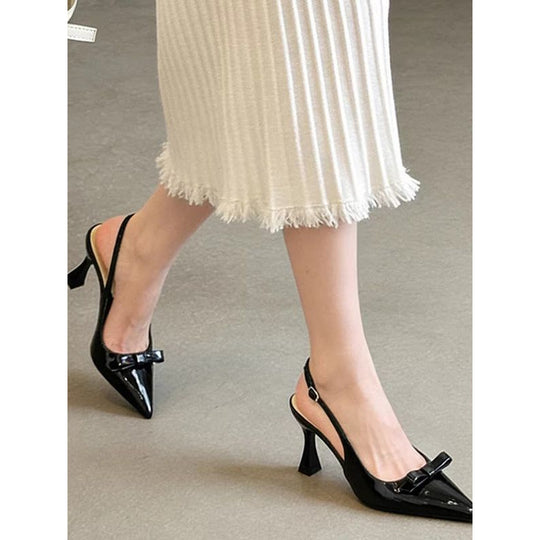 Damen spitze Slingback-Pumps mit eleganter Schleifenverzierung R&B