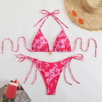 Damen Triangel-Bikini mit floralem Design und verstellbaren Trägern R&B