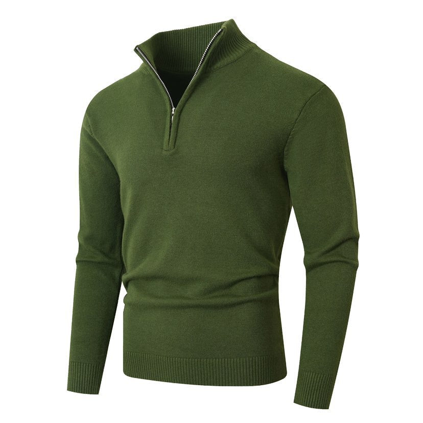 Herren Strickpullover mit modernem Stehkragen und Reißverschluss