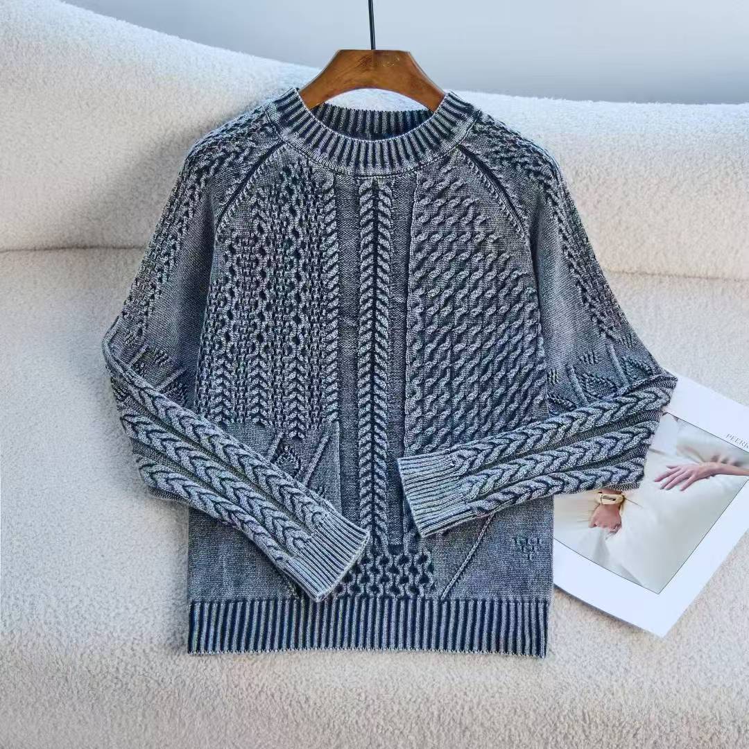 Damen Eleganter Grobstrickpullover mit kunstvollem Design R&B