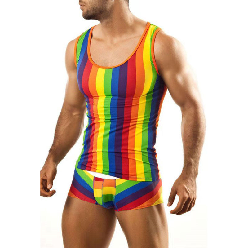 Herren nan eng anliegendes Unterwäsche-Set mit Tanktop und formendem Boxerbrief aus Stretchjersey R&B