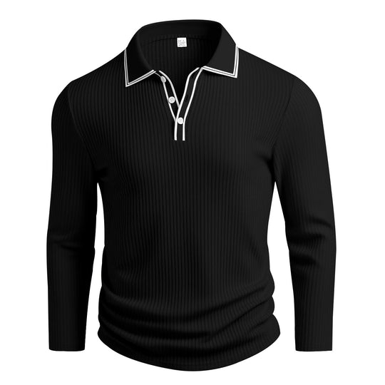 Herren Langarm-Polohemd mit strukturiertem Design R&B