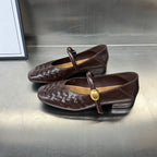 Damen Ballerinas mit modischem Flechtmuster und dekorativem Riemen R&B