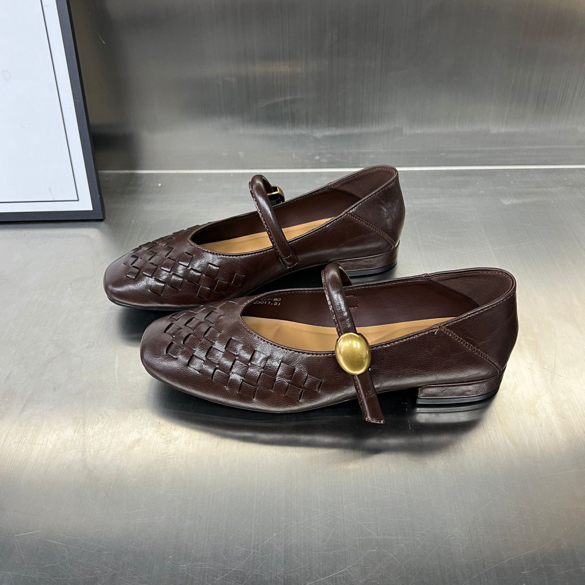 Damen Ballerinas mit modischem Flechtmuster und dekorativem Riemen R&B