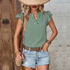 Damen Leichte Sommerbluse mit Streifenmuster und Rüschendetails R&B