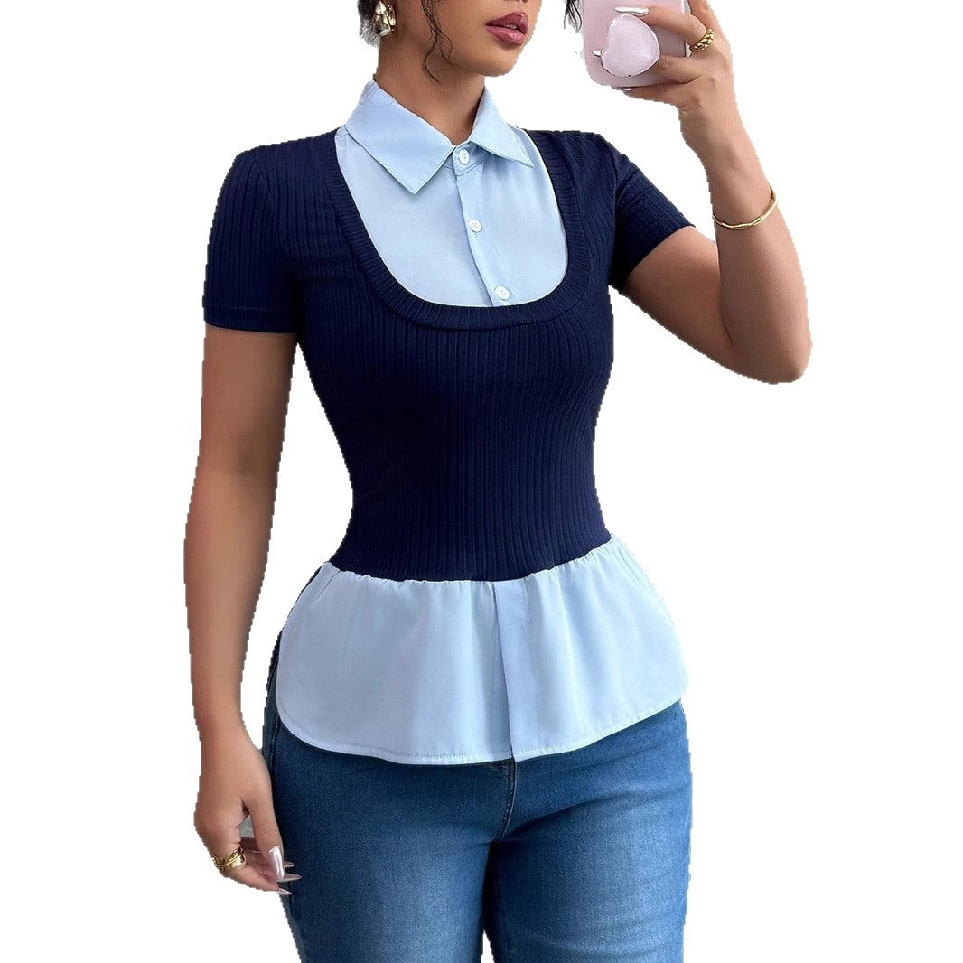 Damen Elegantes Oberteil mit fließendem Saum R&B