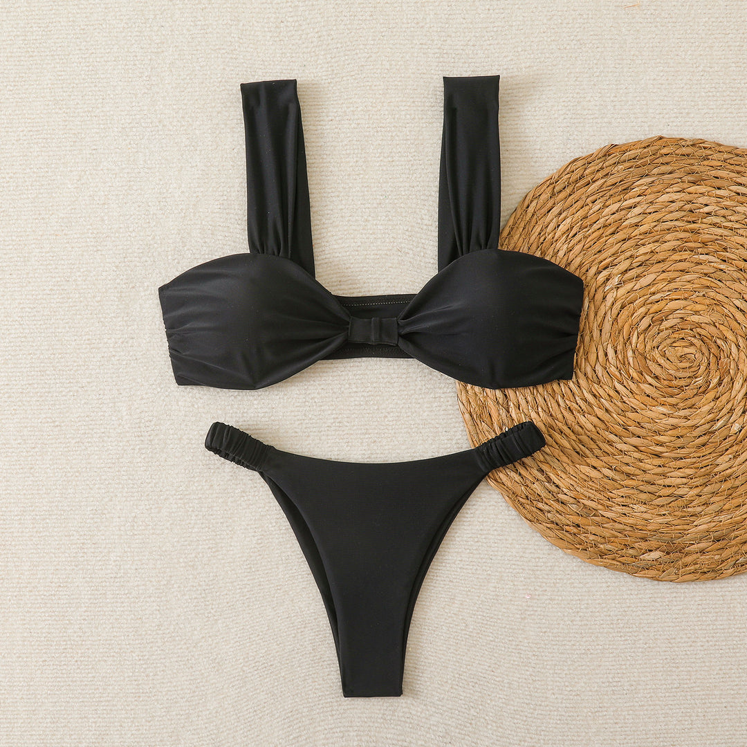 Damen Bandeau-Bikini mit breiten Trägern und eleganter Schleifenverzierung R&B