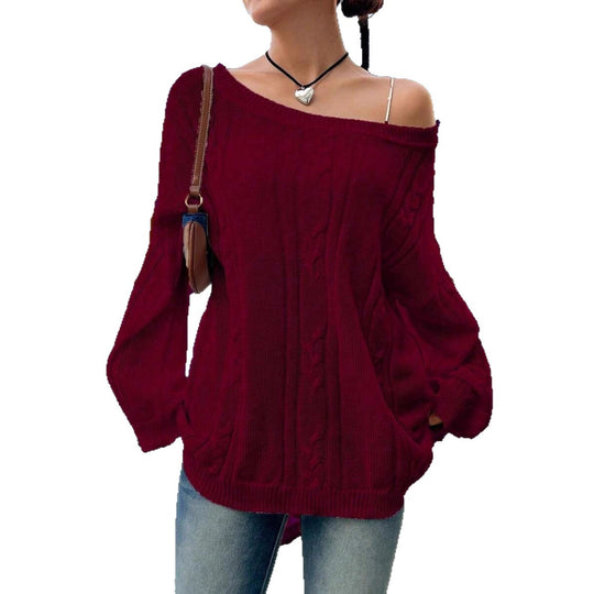 Damen Strickpullover mit asynchronem Schnitt und lockerem Fall R&B