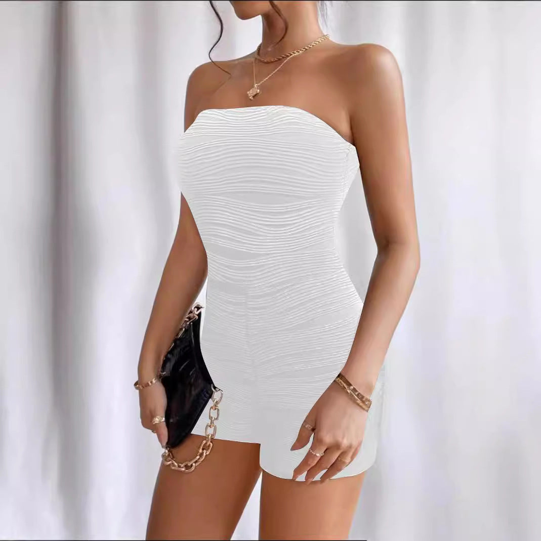 Damen ärmelloser Jumpsuit mit gerafftem Design R&B