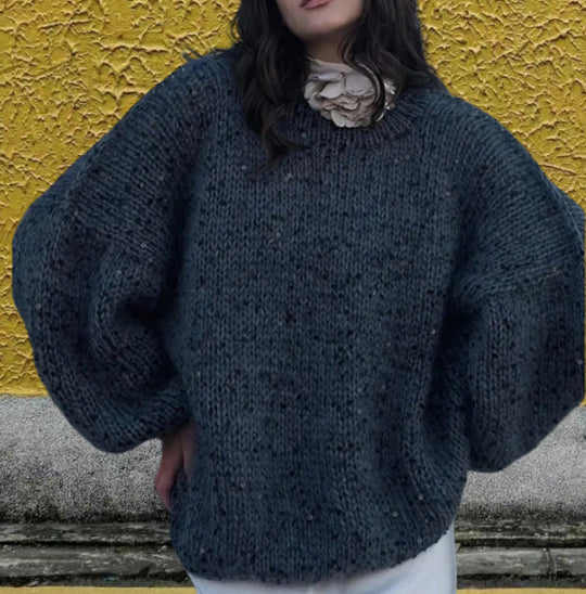 Damen Glitzernder Strickpullover mit weitem Schnitt und eleganten Akzenten R&B