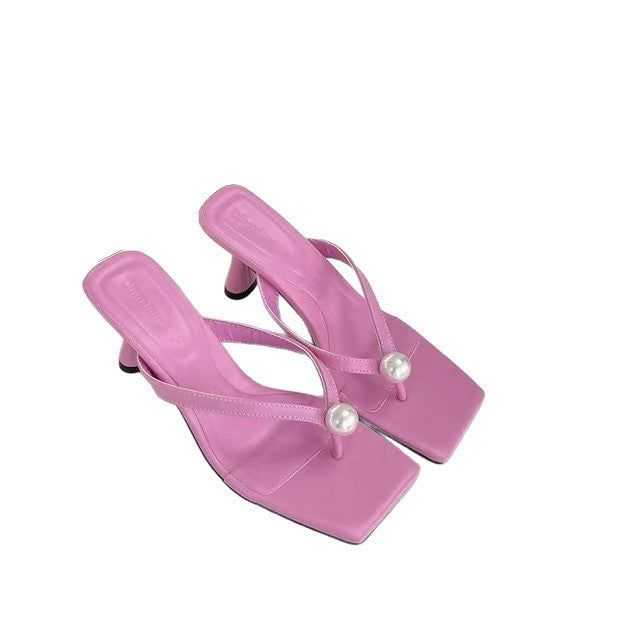 Damen elegante Slingback-Sandalen mit glamouröser Perlenapplikation EB