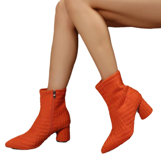 Damen Stiefeletten mit zeitgemäßem Strickdesign und komfortablem Blockabsatz R&B