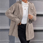 Damen lässige Fleecejacke mit strukturiertem Design und Kapuze