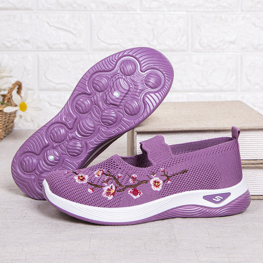 Damen modische Stoffschuhe mit elastischem Riemen und floralem Design R&B