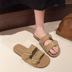 Damen Modische Sandalen mit doppeltem Riemen und eleganten Schnallen EB