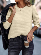Damen Strukturierter Pullover mit puffärmeligen Details R&B