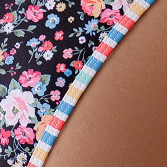 Damen Triangel-Bikini mit verspieltem Blumenmuster und gewagten Bindebändern R&B