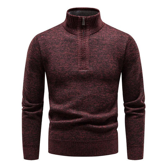Herren Pullover mit halbem Reißverschluss und strukturiertem Design R&B