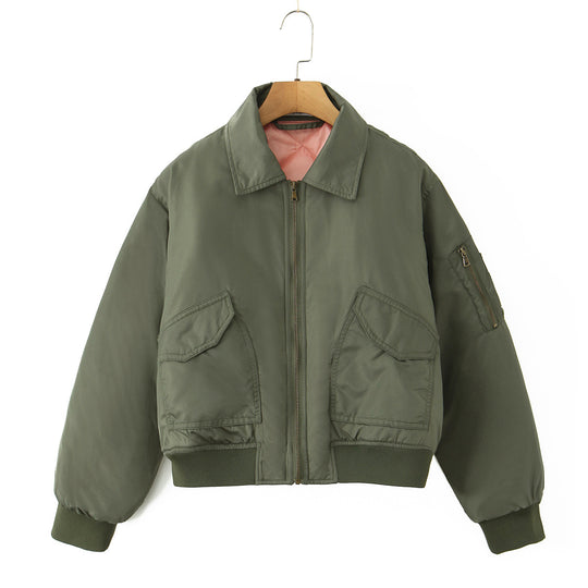 Damen lässige Bomberjacke mit praktischen Taschen R&B