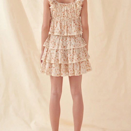 Damen schwingender Minirock mit floralen Rüschendetails R&B